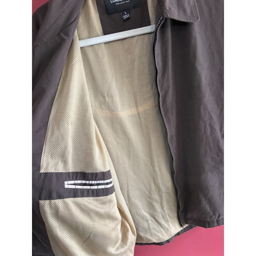 London Fog Collection Mens Brown Harrington Jacket Full Zip Lightweight Size L - Picture 5 of 5